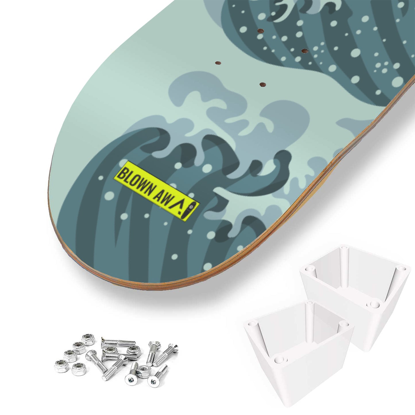 Fish Koi Yin Yang In The Great Wave Of Kanagawa Triple Skateboard Wall Art