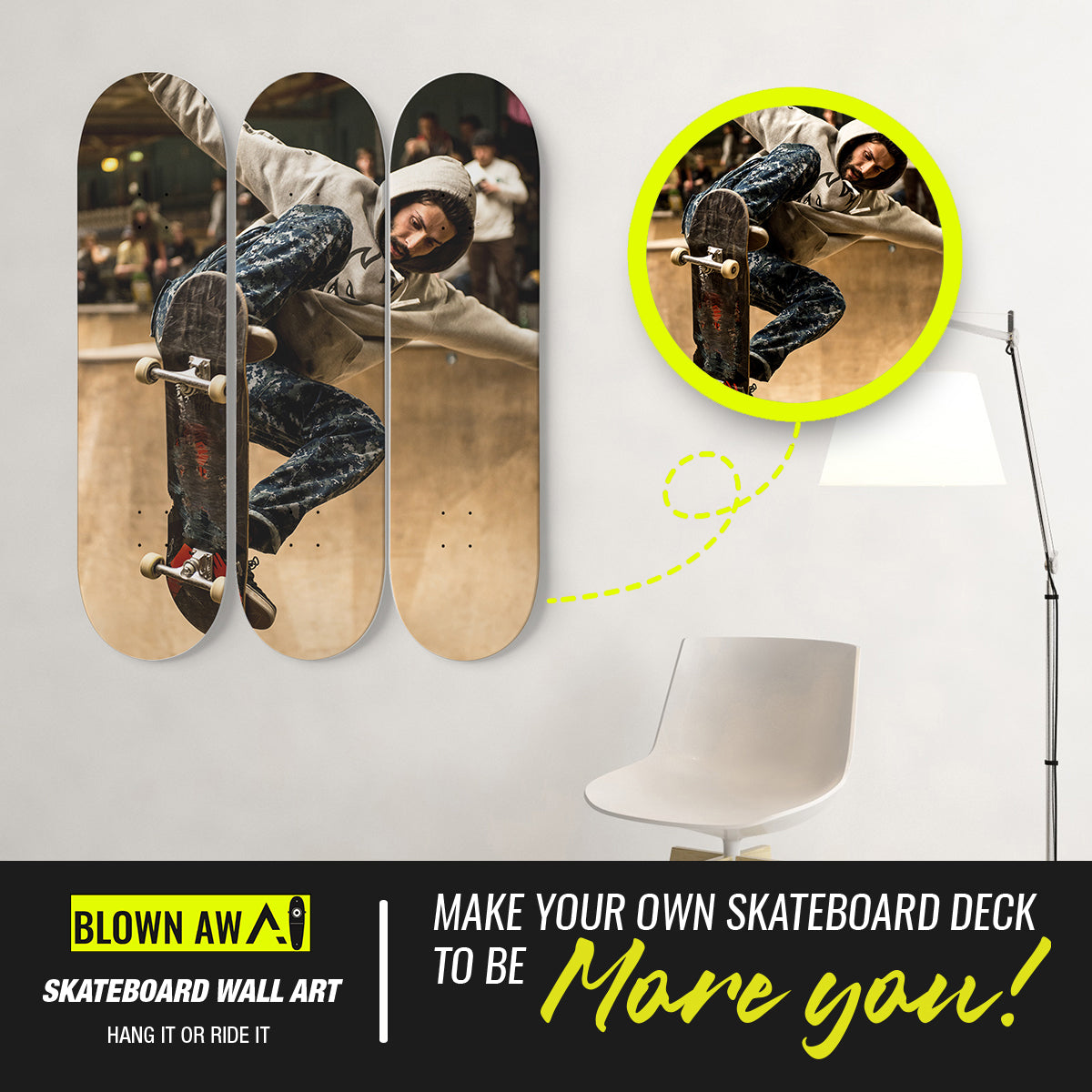 Personalized Triple Skateboard Wall Art