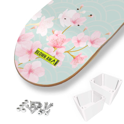 Fish Koi Yin Yang Sakura Triple Skateboard Wall Art