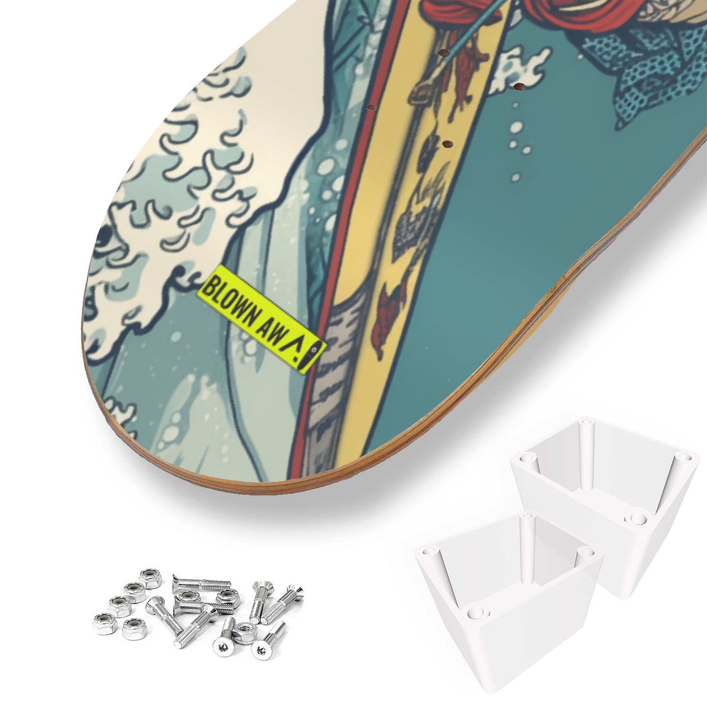 Samurai Warrior In The Great Wave Of Okinawa Single Skateboard Wall Art