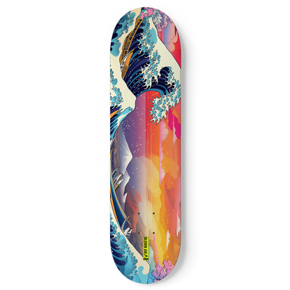 Colourful Great Wave Of Kanagawa Single Skateboard Wallart