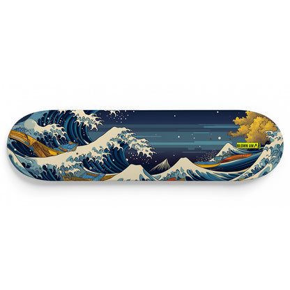 Futuristic Blue Sky In Great Wave of Kanagawa Single Deck Wall Art