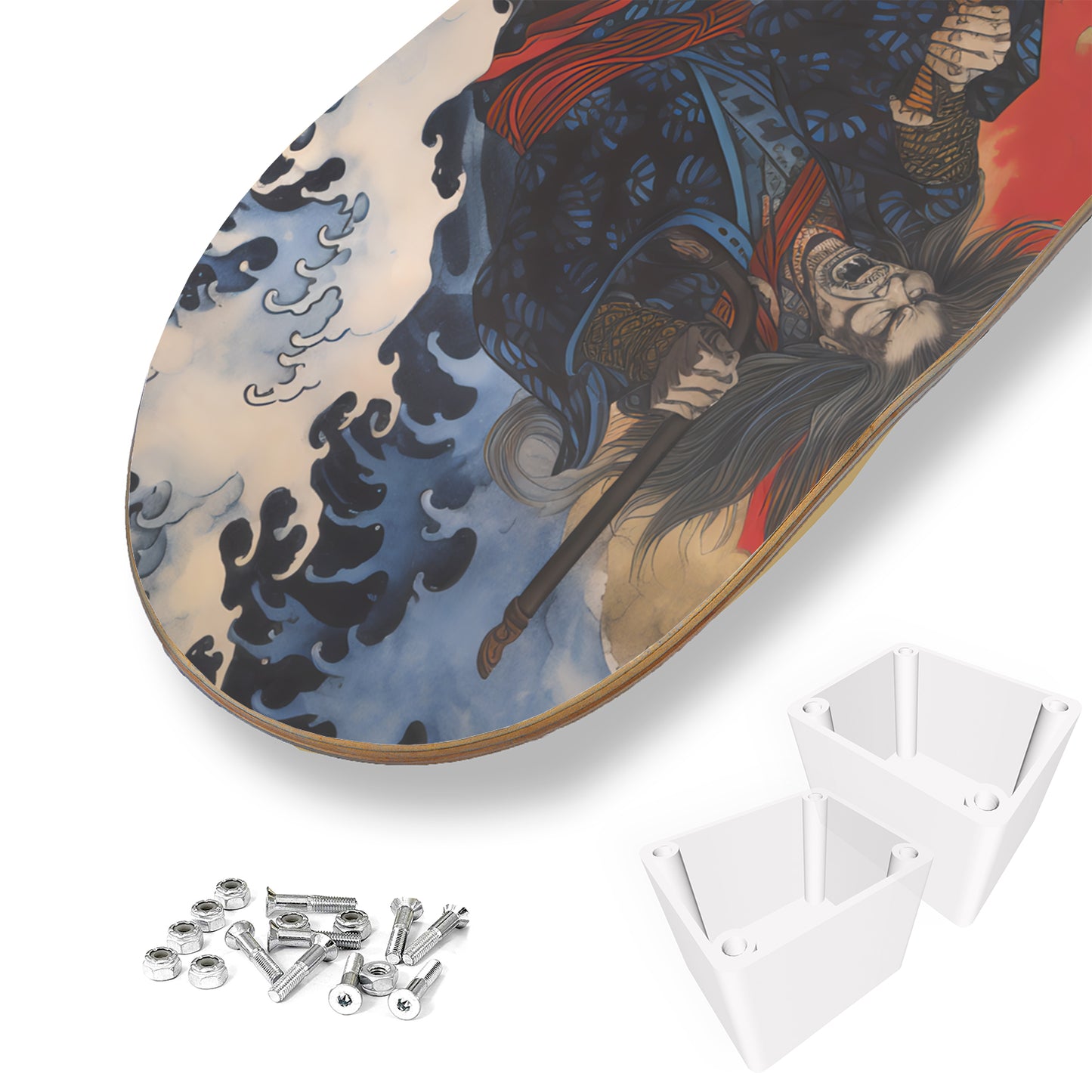 Mad Samurai In The Great Wave Of Kanagawa Single Skateboard Wall Art