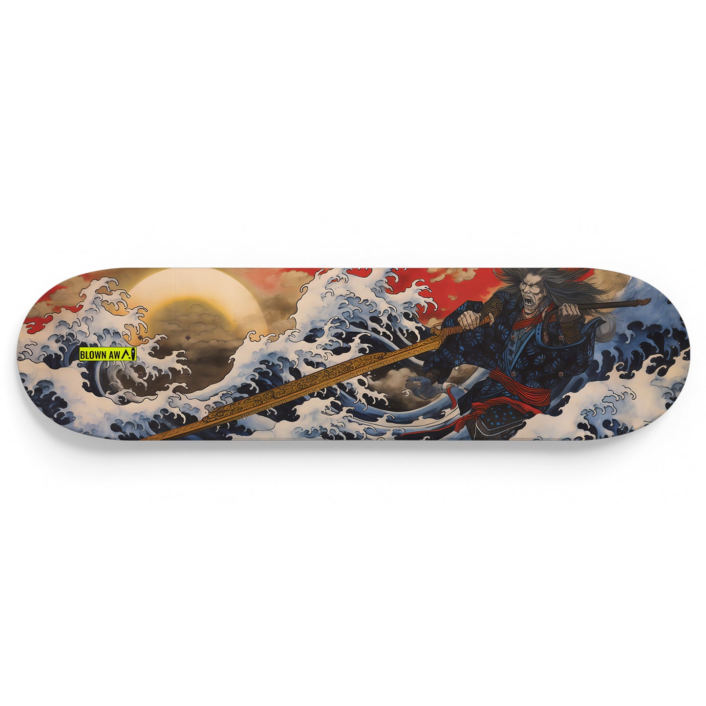 Mad Samurai In The Great Wave Of Kanagawa Single Skateboard Wall Art