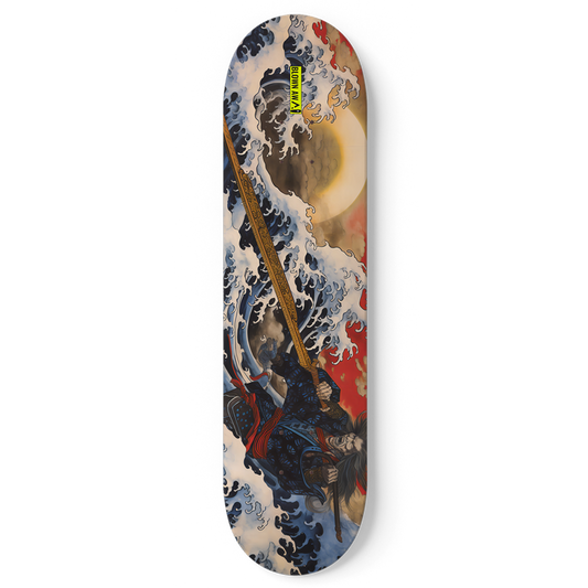 Mad Samurai In The Great Wave Of Kanagawa Single Skateboard Wall Art