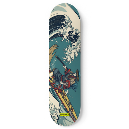 Samurai Warrior In The Great Wave Of Okinawa Single Skateboard Wall Art