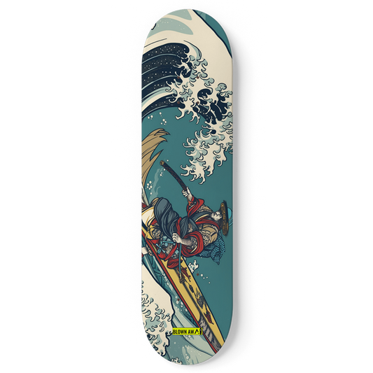 Samurai Warrior In The Great Wave Of Okinawa Single Skateboard Wall Art
