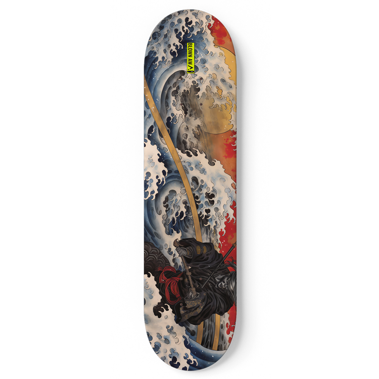 The Black Samurai In The Great Wave Of Kanagawa Single Skateboard Wall Art