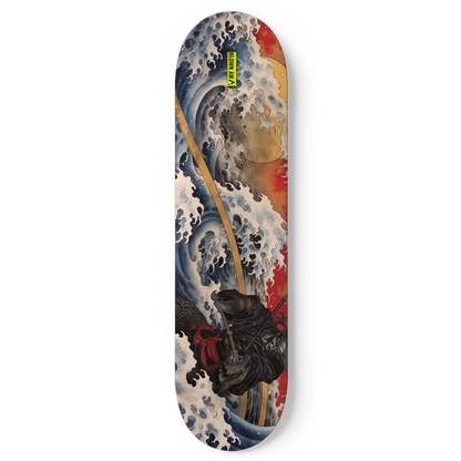 The Black Samurai In The Great Wave Of Kanagawa Single Skateboard Wall Art