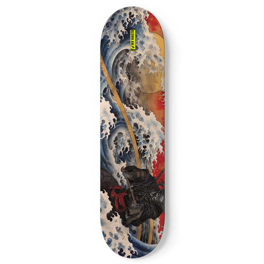 The Black Samurai In The Great Wave Of Kanagawa Single Skateboard Wall Art