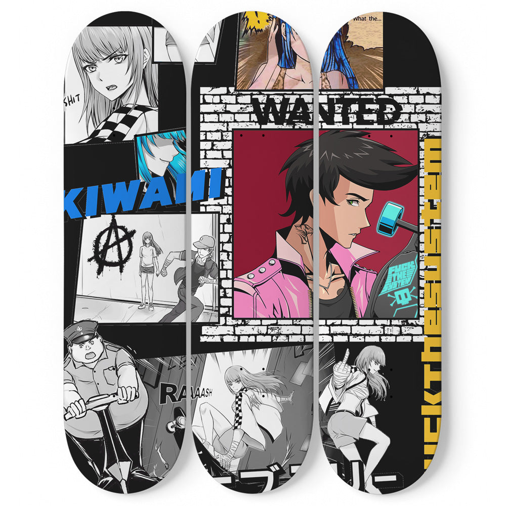 Personalized Triple Skateboard Wall Art