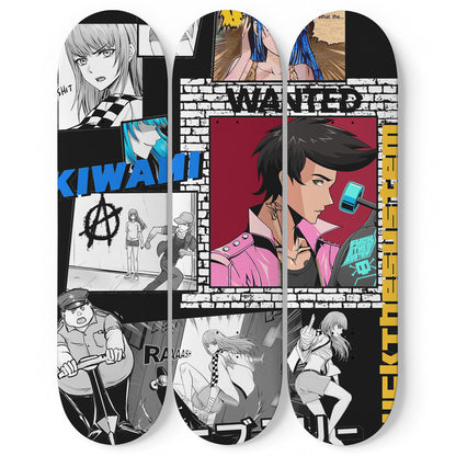 Personalized Triple Skateboard Wall Art