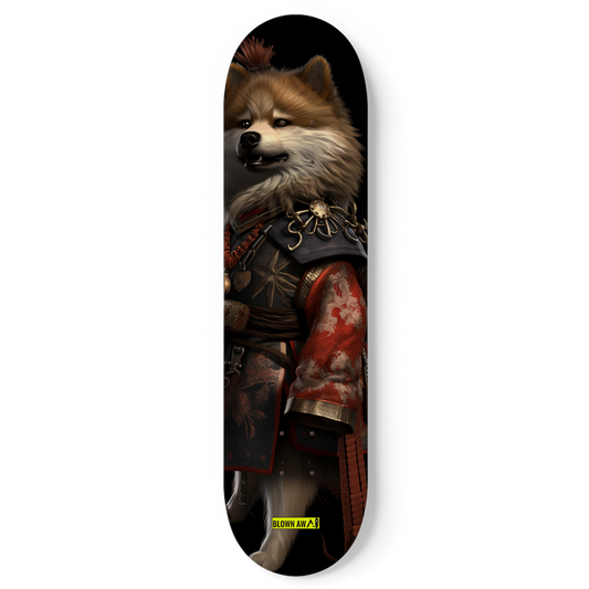 Samurai Warrior Pomeranian Dog Single Skateboard Wall Art