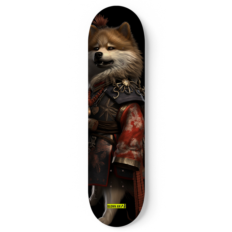 Samurai Warrior Pomeranian Dog Single Skateboard Wall Art