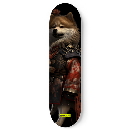 Samurai Warrior Pomeranian Dog Single Skateboard Wall Art