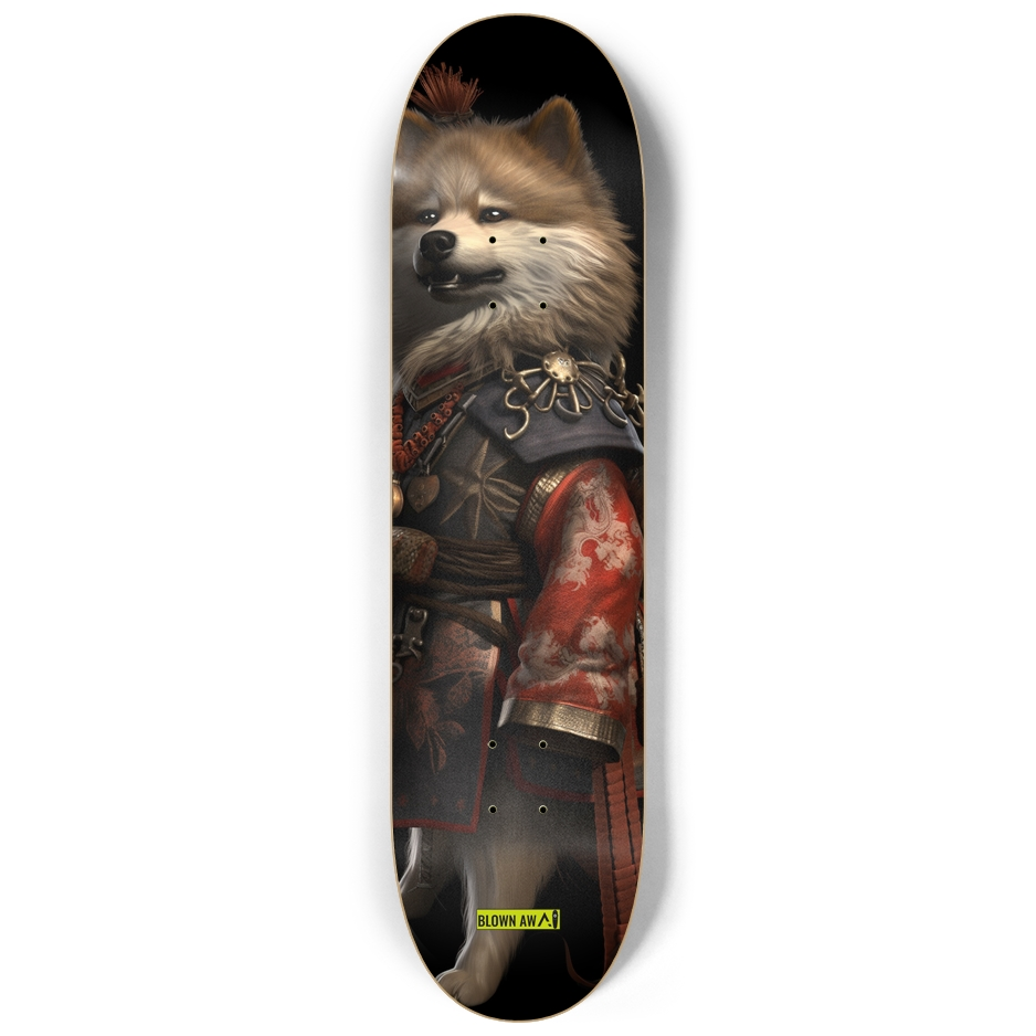 Samurai Warrior Pomeranian Dog Single Skateboard Wall Art